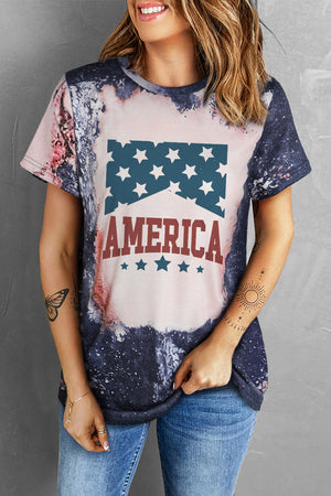 Open image in slideshow, Printed AMERICA Graphic Round Neck Short Sleeve Tee
