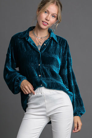 Open image in slideshow, Umgee Ruched Tiered Button Up Shirt
