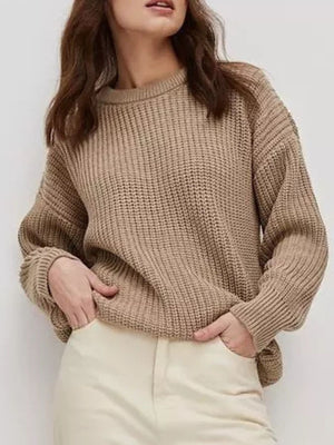 Open image in slideshow, Round Neck Long Sleeve Sweater
