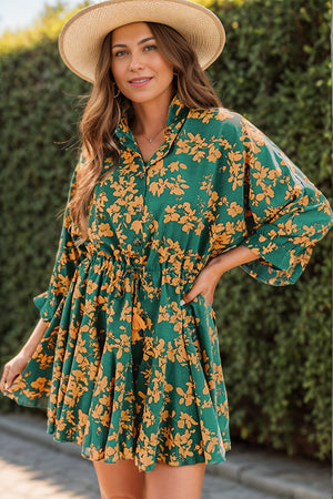 Open image in slideshow, Printed Three-Quarter Sleeve Mini Dress
