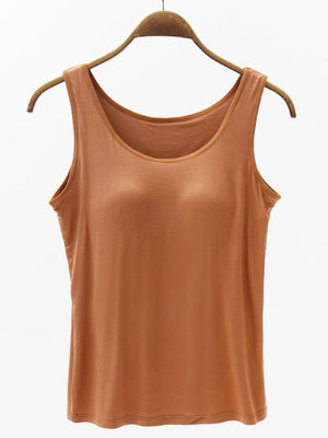 Open image in slideshow, Full Size Wide Strap Modal Tank with Bra
