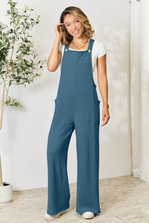 Open image in slideshow, Double Take Full Size Wide Strap Overall with Pockets
