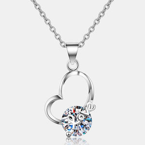 Open image in slideshow, 2 Carat Moissanite Heart 925 Sterling Silver Necklace
