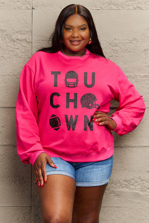 Open image in slideshow, Simply Love Full Size TOUCHDOWN Long Sleeve Sweatshirt
