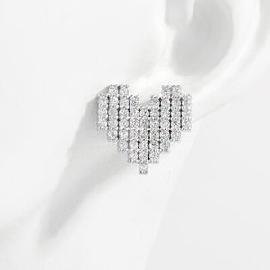 Open image in slideshow, 925 Sterling Silver Inlaid Zircon Heart Stud Earrings
