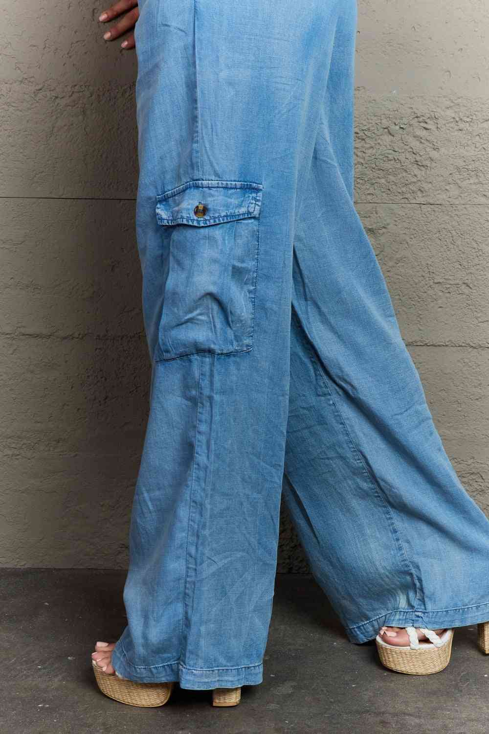 GeeGee Out Of Site Full Size Denim Cargo Pants