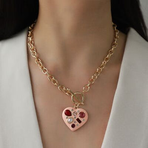 Open image in slideshow, Heart Pendant Alloy Necklace
