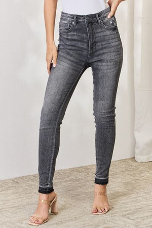 Open image in slideshow, Judy Blue Full Size High Waist Tummy Control Release Hem Skinny Jeans

