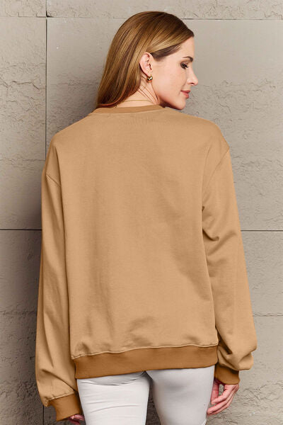 Simply Love Full Size SANTA'S FAVORITE Round Neck Sweatshirt