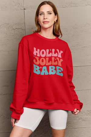 Open image in slideshow, Simply Love Full Size HOLLY JOLLY BABE Long Sleeve Sweatshirt
