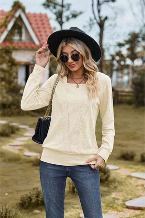 Open image in slideshow, Square Neck Long Sleeve Blouse
