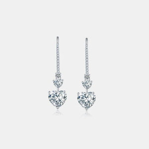 Open image in slideshow, 5.44 Carat 925 Sterling Silver Moissanite Heart Drop Earrings
