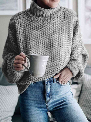 Open image in slideshow, Turtleneck Dropped Shoulder Sweater
