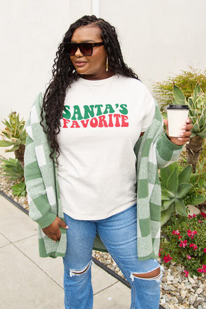Simply Love Full Size SANTA'S FAVORITE Round Neck T-Shirt