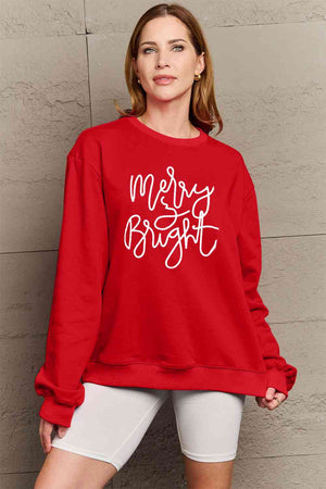 Open image in slideshow, Simply Love Full Size MERRY AND BRIGHT Graphic Sweatshirt
