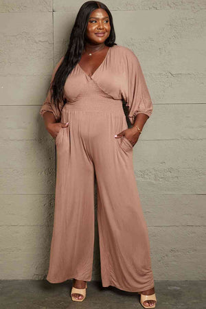 Open image in slideshow, Culture Code Full Size Smocking Waist Jumpsuit
