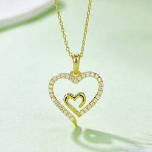 Open image in slideshow, Moissanite 925 Sterling Silver Heart Pendant Necklace
