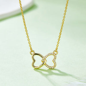 Open image in slideshow, Moissanite 925 Sterling Silver Heart Bow Necklace
