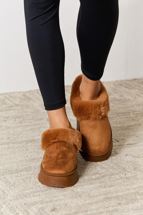 Legend Footwear Furry Chunky Platform Ankle Boots