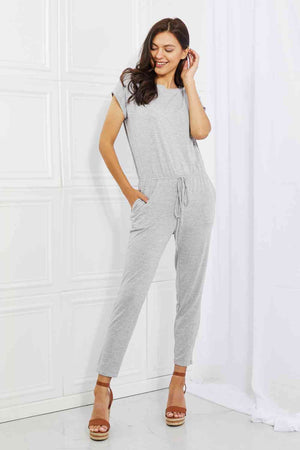 Culture Code Comfy Days Full Size Boat Neck Jumpsuit in Grey