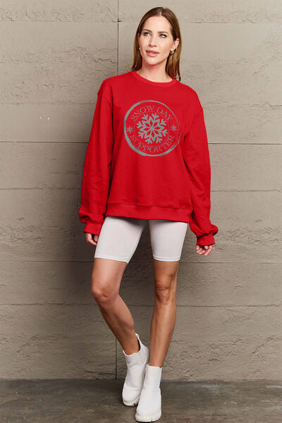 Simply Love Full Size SNOW DAY SUPPORTER Round Neck Sweatshirt