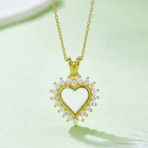 Open image in slideshow, Moissanite 925 Sterling Silver Heart Pendant Necklace
