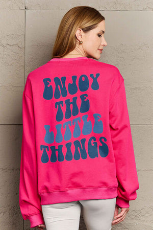 Open image in slideshow, Simply Love Full Size ENJOY THE LITTLE THINGS Round Neck Sweatshirt
