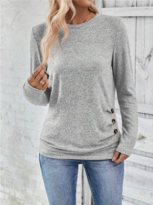 Open image in slideshow, Round Neck Long Sleeve T-Shirt
