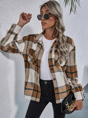 Open image in slideshow, Plaid Button Down Collared Jacket
