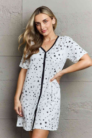 Open image in slideshow, MOON NITE Quilted Quivers Button Down Sleepwear Dress
