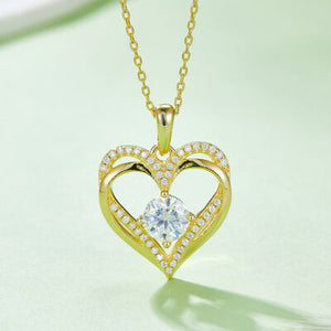 Open image in slideshow, 1.2 Carat Moissanite 925 Sterling Silver Heart Necklace
