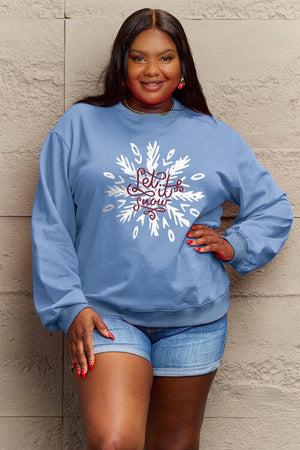 Open image in slideshow, Simply Love Full Size LET IT SNOW Long Sleeve Sweatshirt
