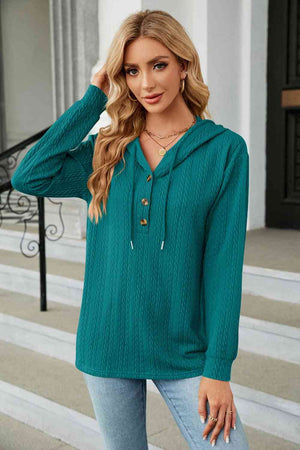 Open image in slideshow, Cable-Knit Long Sleeve Hoodie
