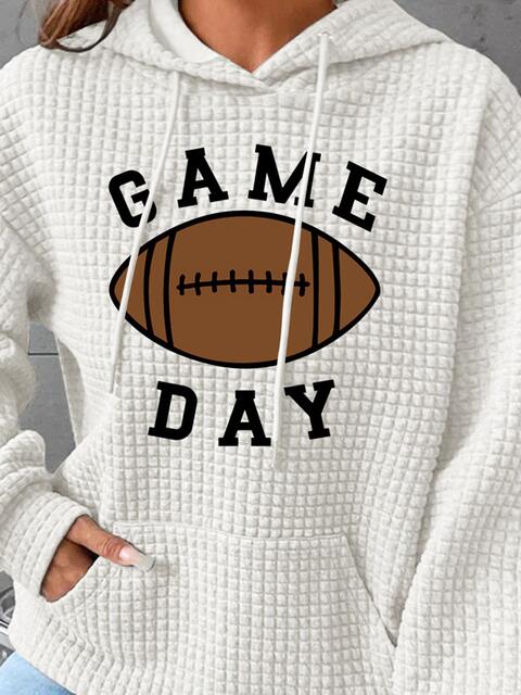 Full Size GAME DAY Graphic Drawstring Hoodie