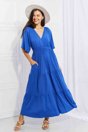 Open image in slideshow, Culture Code Full Size My Muse Flare Sleeve Tiered Maxi Dress

